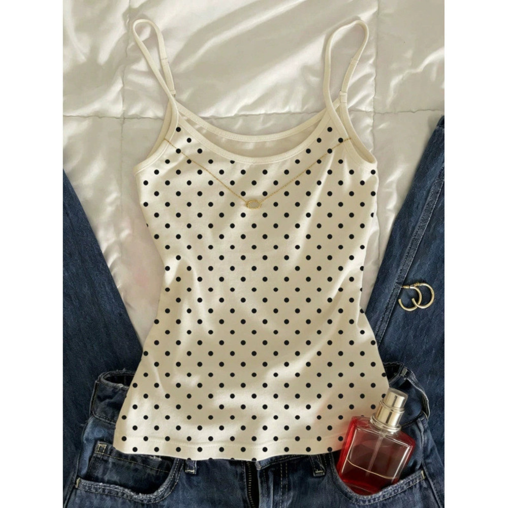 ZARA Women Summer Polka Dot Camisole Tank Top Stylish Sexy Elegant Versatile